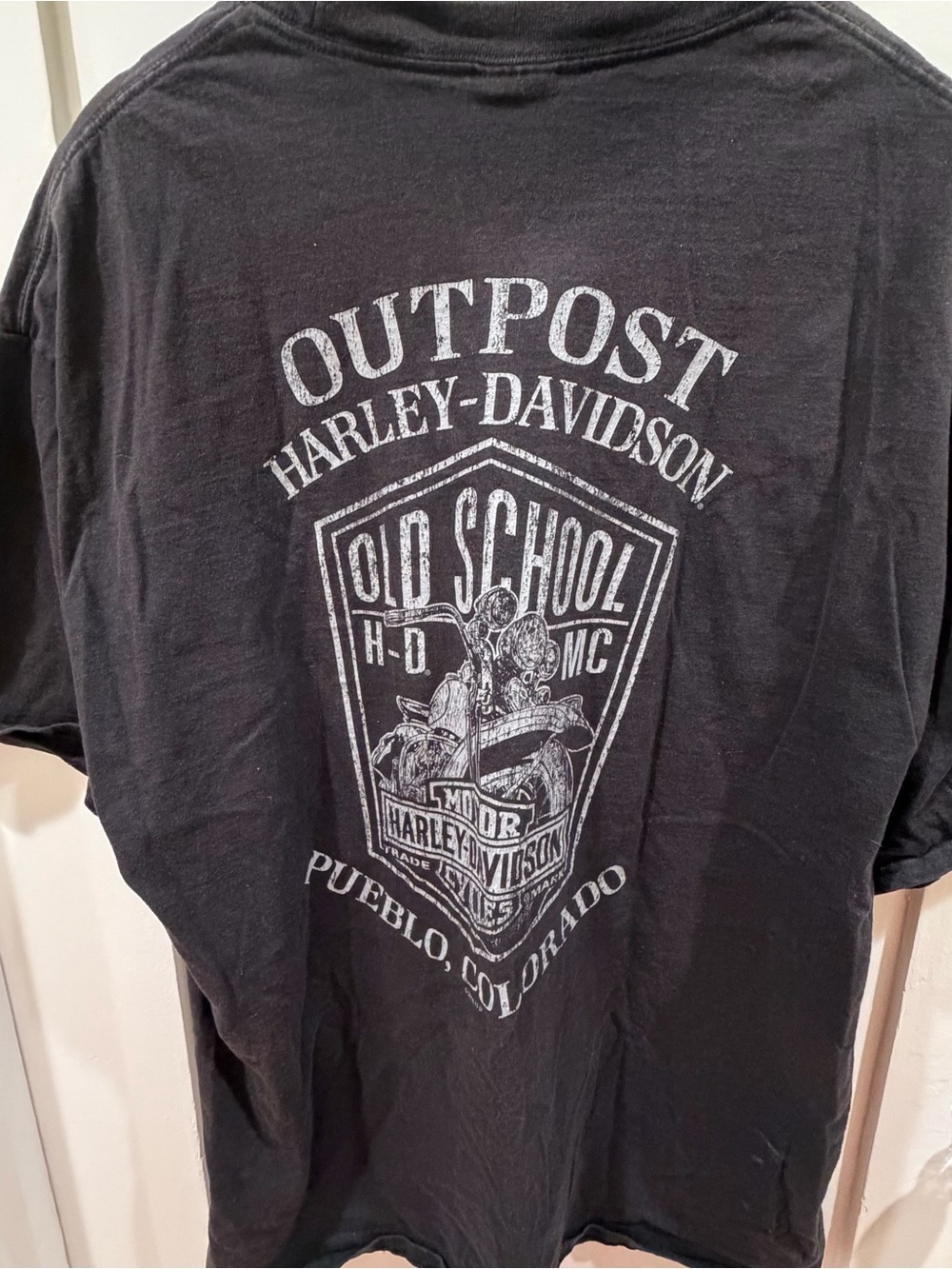 Harley-Davidson Black Short Sleeve Tee with White Outpost Graphic